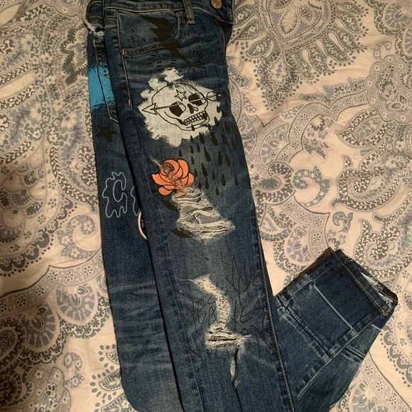 American Eagle Graffiti Patchwork Jeggings - Picture 2 of 9
